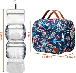   Large Capacity Cosmetic Travel Toiletry Organizer for Women-Palm Leaf