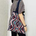 Fashion Woven Tote for Women Lightweight Geometric Print Shoulder Bag